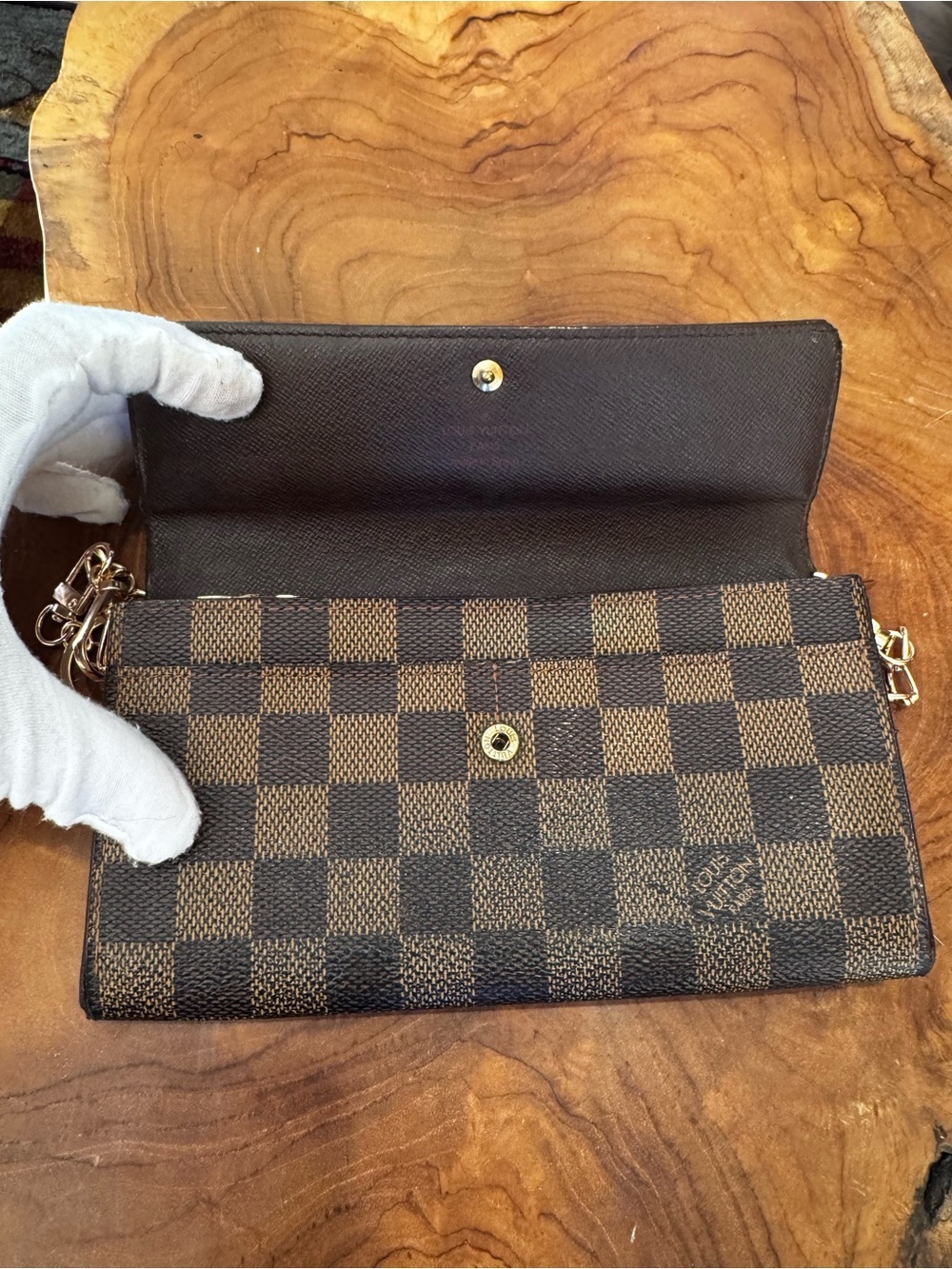 Just in 🔥Louis Vuitton Damier Porte Feuille Sarah Long Bifold Wallet Brown cbdy - Picture 7 of 17